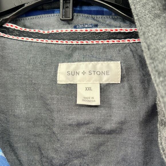 Sun + Stone Men's Long Sleeve Button Front with Hoodie - Snyder Patch - XXL NWT - Picture 3 of 6